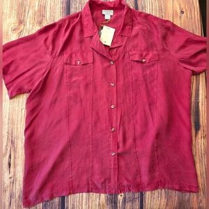 Venezia Vitale Lane Bryant Size 22/24 100% Silk Button Front Vintage Shirt NWT